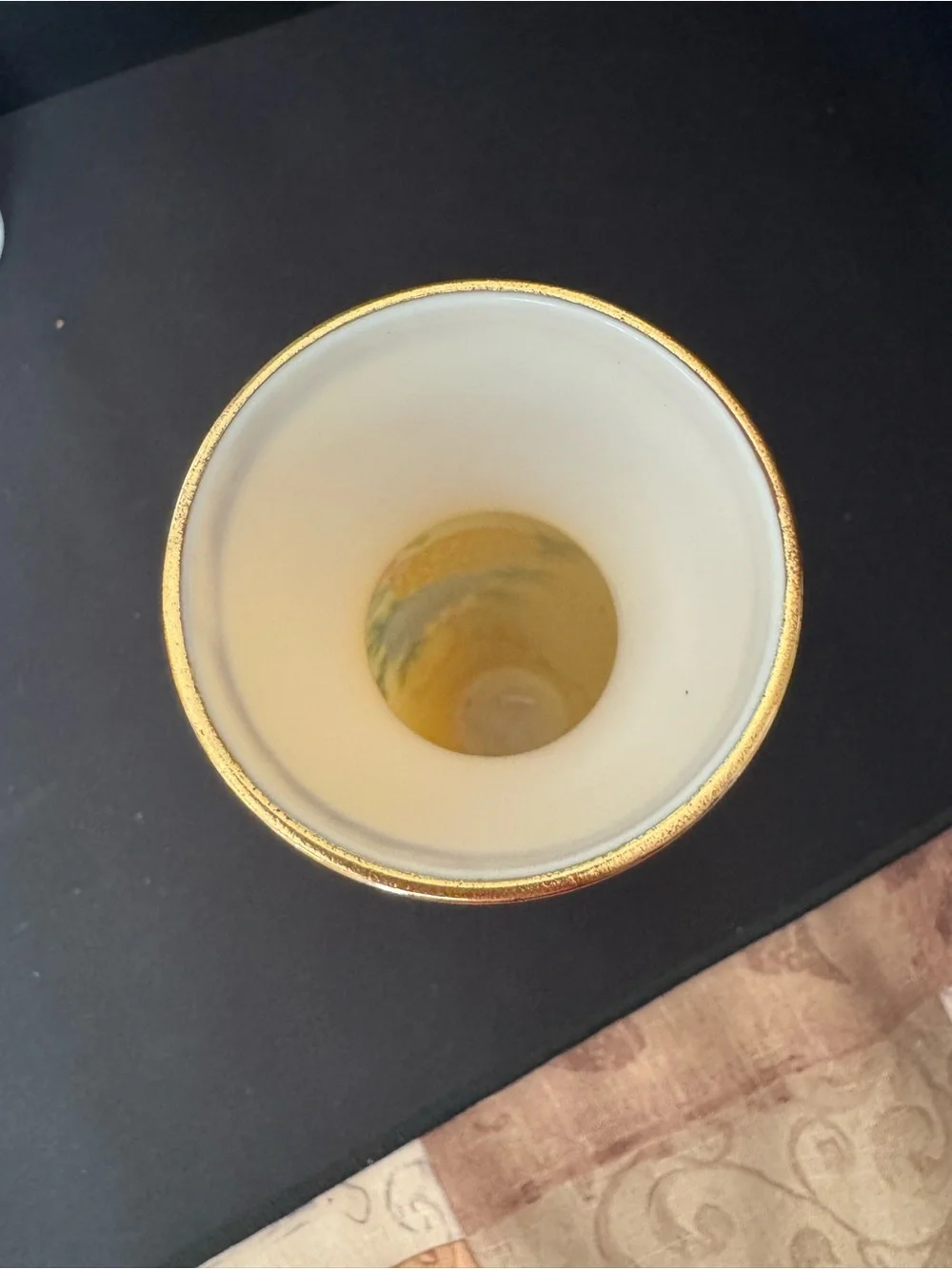 Yellow Ombre Floral Glass Vase with Painted Chrysanthemums